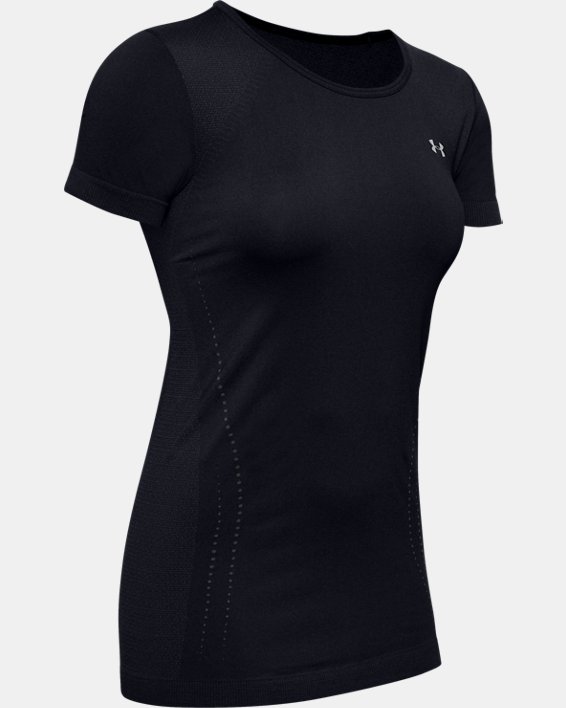 Women's UA Seamless Short Sleeve, Black, pdpMainDesktop image number 4